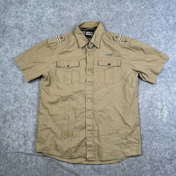 Southpole Other - South Pole Hexagon Product Shirt Size Large Military Khaki Linen Blend Street
